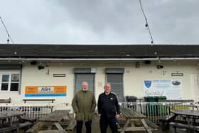 Keith Haynes and fellow trustee John Roddison in front of the Treeton clubhouse