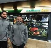 MORRISONS DAILY: Mr Hari and Mr Silva outside the newly branded store