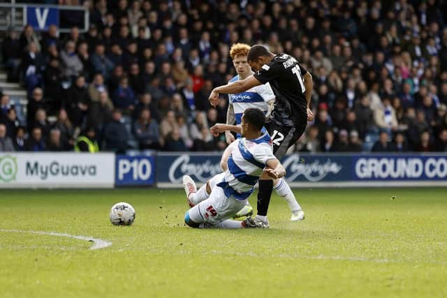 Andy Rinomhota in first-action for Rotherham United in the Championship match at QPR. Picture: Jim Brailsford