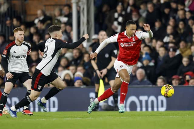 Cohen Bramall on the run for Rotherham United against Fulham at Craven Cottage in the FA Cup. Picture: Jim Brailsford