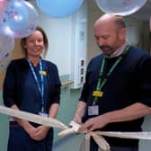 Alison Cowie (head of nursing) and Dr Richard Jenkins (CEO) open the recently refreshed neonatal unit at Rotherham Hospital
