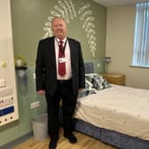 Bill Wright in the parent bedroom on the neonatal unit at Rotherham, which W. Wright Electrical and Mechanical has sponsored.