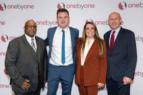From left: One by One trustee Douglas Williams, co-founder Matthew Murray, chief executive and founder Becky Murray and MP John Healey