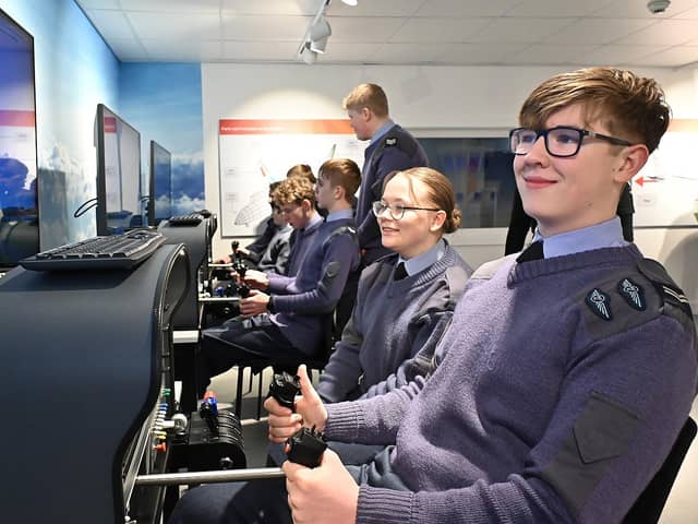 Air Cadets using the flight simulator - photo by Stewart Writtle
