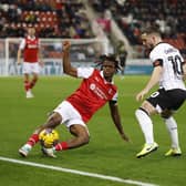Dexter Lembikisa in first-half action for Rotherham United in the Championship clash against Ipswich Town at AESSEAL New York Stadium. Picture: Jim Brailsford