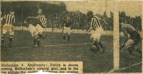 Albert Parkin scores against Amelvosche  in 1932.