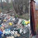 City of Doncaster Council's before and after picture of the 'shocking' waste