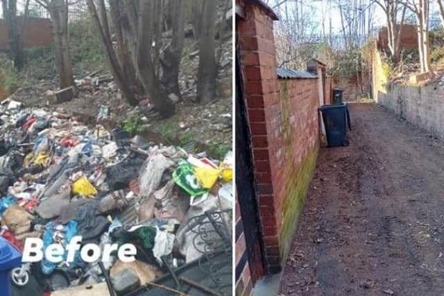 City of Doncaster Council's before and after picture of the 'shocking' waste