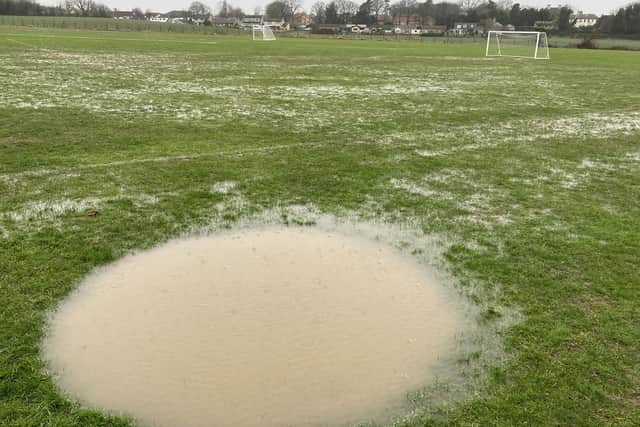 Pitches at Kiveton Park FC after wet winter and spring