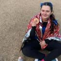 RACE: Skye Liversidge of Whiston with her medal for completing the London Marathon