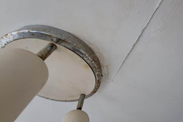 Photo showing where water has come through a light fitting