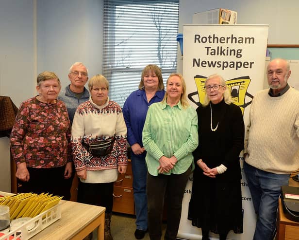 The Rotherham Talking Newspaper team at its Rawmarsh offices - pic by Kerrie Beddows