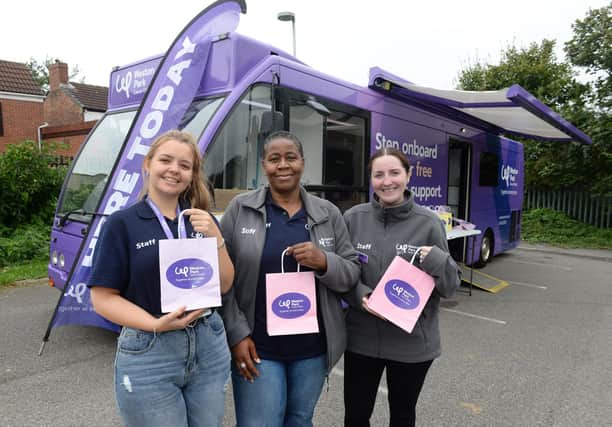 Pictured from left to right are: cancer information and support adviser Lauren Bell, cancer information and support coordinator Yvonne Whitter and service development and engagement manager Faye McDool (photo by Kerrie Beddows)