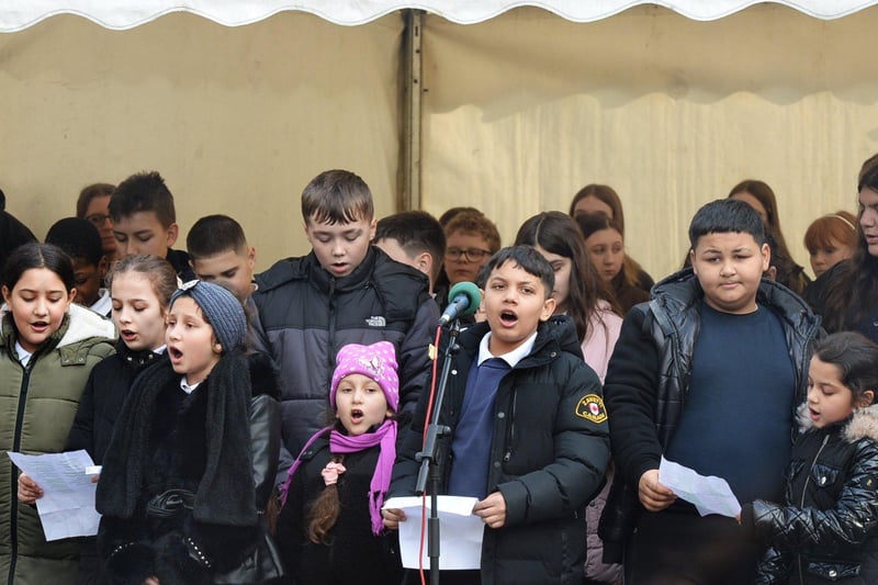 Pupils of Eastwood Village Primary School sang at the recent Holocaust Memorial Day event in Clifton Park.
