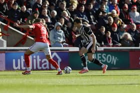Jordan Hugill in possession for Rotherham United at Oakwell. Picture: Jim Brailsford