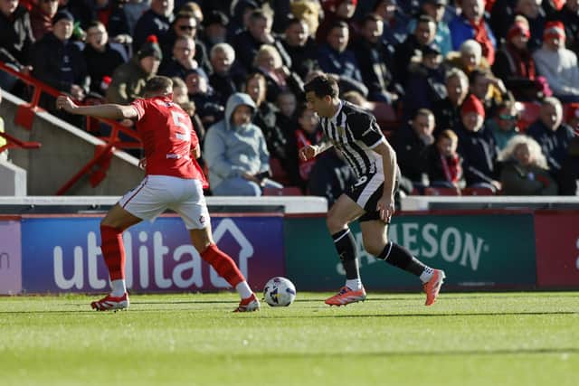 Jordan Hugill in possession for Rotherham United at Oakwell. Picture: Jim Brailsford