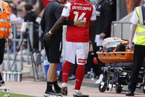 Rotherham United's Fred Onyedinma is wrongly sent off against Blackburn Rovers and it isn't the only time they suffered at the hands of referees this season. Picture: Jim Brailsford