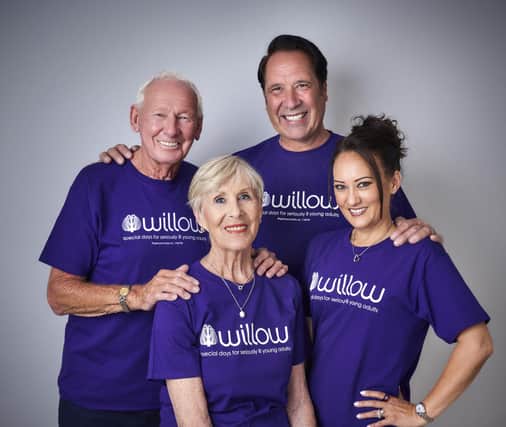 Bob Wilson with David Seaman, Megs Wilson front left and Frankie Seaman. Photo courtesy of the Willow Foundation