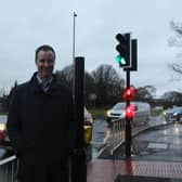Cllr Read at the new crossing