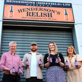 From left: Henderson's general manager Matt Davies, artist Luke Horton with Pip Colley and Ruth Wallbank from Bluebell Wood