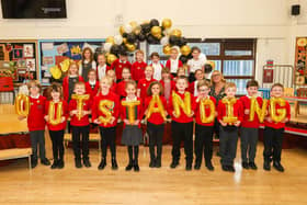 Pupils celebrate the outstanding Ofsted grade
