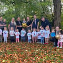 Staff and children celebrate at Busy Bees Rotherham nursery