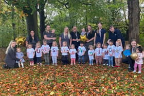 Staff and children celebrate at Busy Bees Rotherham nursery