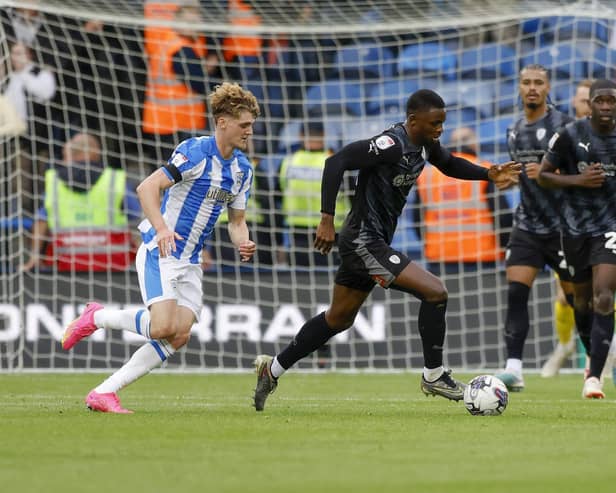 Hakeem Odoffin in possession for Rotherham United at Huddersfield Town in the Championship. Picture: Jim Brailsford