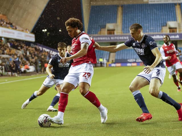 Sam Nombe on his sole Championship start so far for Rotherham United, at Millwall. Picture: Jim Brailsford
