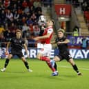 Jordan Hugill on the ball for Rotherham United in their Championship match with Bristol City at AESSEAL New York Stadium. Picture: Jom Brailsford