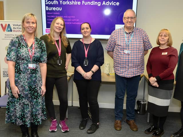 Voluntary Action Rotherham hosted it's annual funding fair recently. Pictured from left to right are: volunteering and support group manager at VAR Kerry McGrath, Kate Hayward and Sara Dalton from National Lottery funding, neighbourhood development worker Andy Vickery, head of South Yorkshire funding advice bureau Karen Walke and grants and partnership manager South Yorkshire Community Foundation Jess O'Neill.