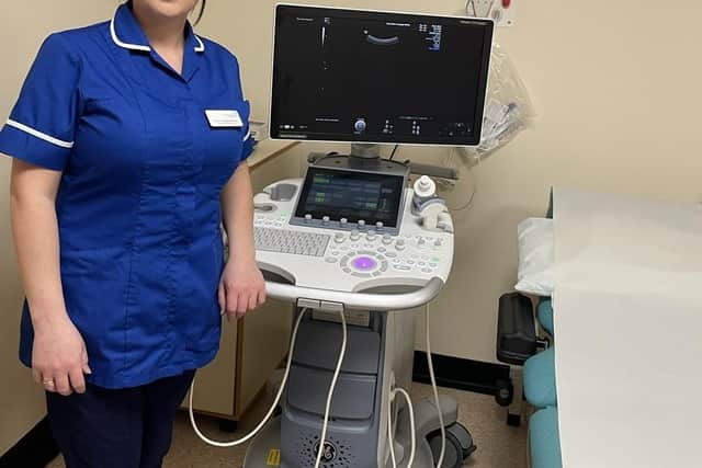Hayley Milner, early pregnancy assessment unit sister & nurse specialist, with the mobile ultrasound scanner