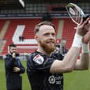 Rotherham United's Viktor Johansson with the Player's Player of the Year trophy at AESSEAL New York Stadium after the Cardiff City clash. Picture Jim Brailsford