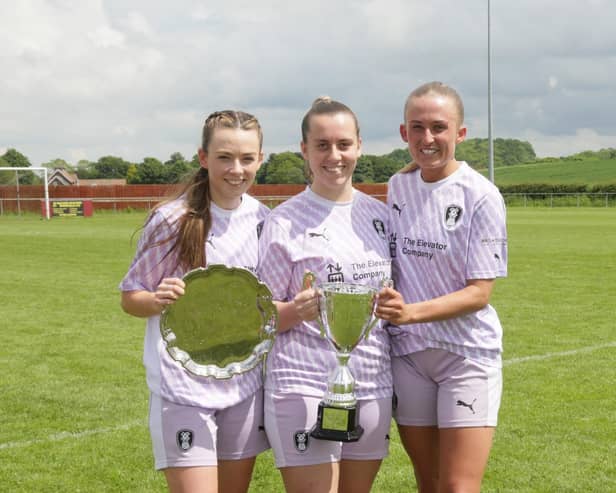 Rotherham goal scorers Jessie Broadhurst, Milly Colford and Lauren Winter. Pictures by JULIAN BARKER