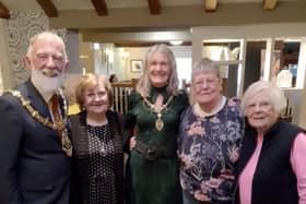 Mayor and Mayoress of Rotherham, Robert and Tracy Taylor, and guests Kathleen Foster, Ann Higgins and Maureen Williams at the Storyteller